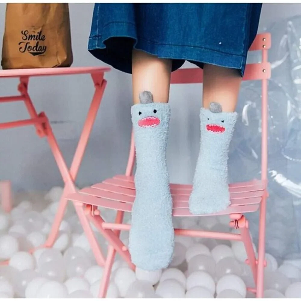Loritta Women’s Fuzzy Socks 3-Pair Warm Fluffy Cozy Cute Animal Slippers